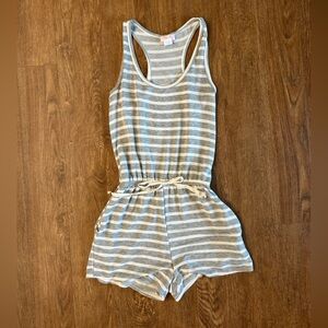 Pink Lily Gray Stripe Romper